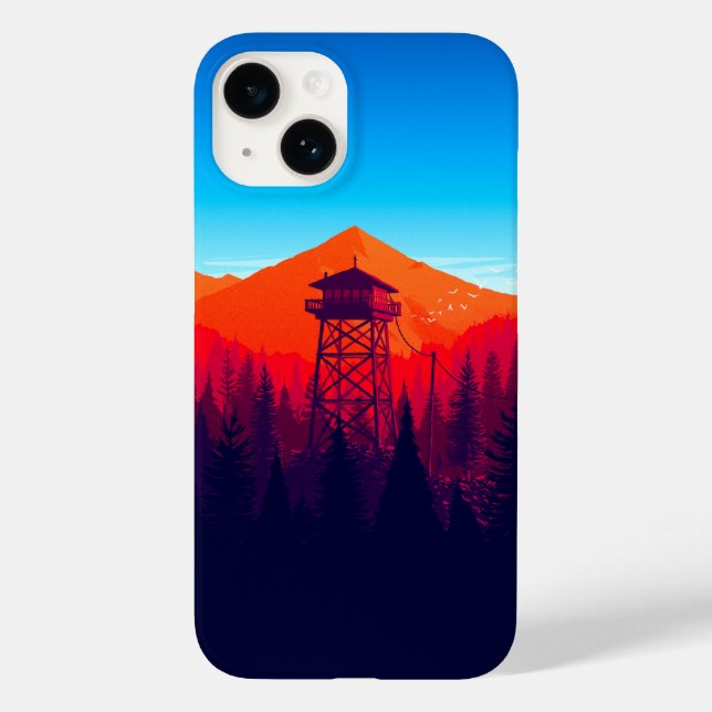 Mountain Watchtower Scenic Phone Case – Vibrant Na (Back)