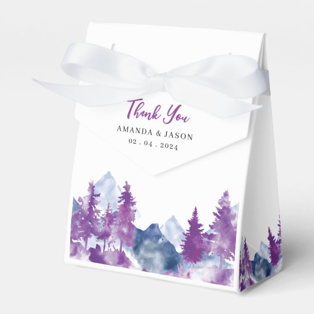 Mountain Watercolor Elegant Rustic Mauve modern Favour Box (Front Side)