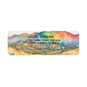 Mountain Watercolor Elegant Rustic Wedding Labels