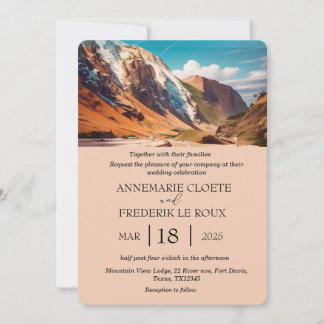 Mountain Watercolor Evergreen Rustic Wedding  Invitation