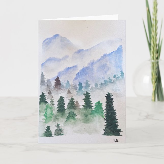 Mountain Watercolor Greeting Card (Front)