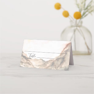 Mountain Watercolor Outdoor Wedding Place Card