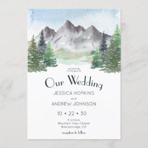 Mountain Watercolor Wedding Invitation