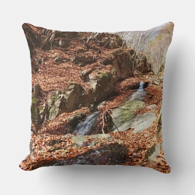 Mountain Waterfall - Wild Nature Romania Cushion (Front)