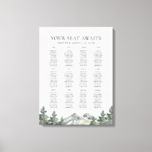 Mountain Wedding 12 Tables Wedding Seating Chart Canvas Print