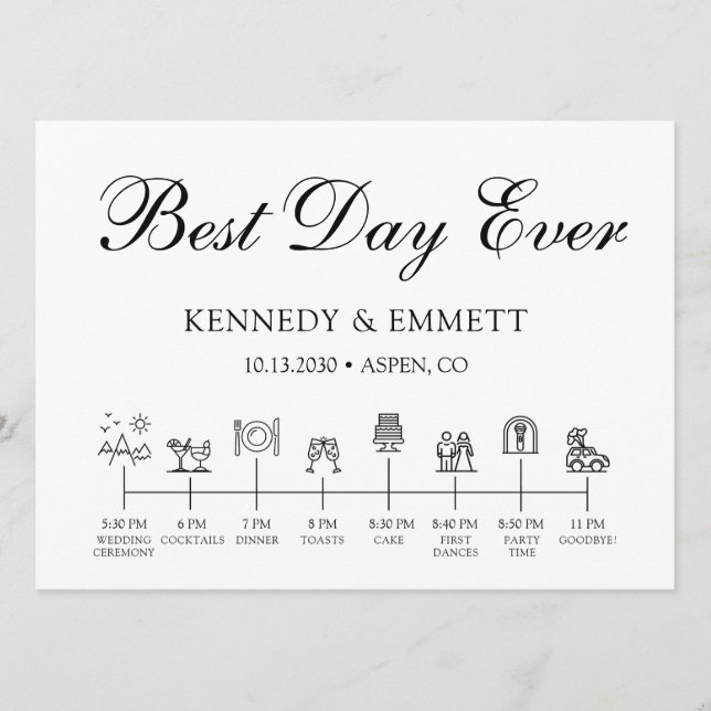 Mountain Wedding Day Timeline Program Programme (Front)