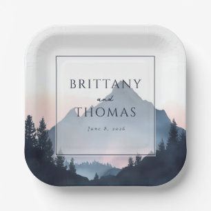 Mountain Wedding Invitation Paper Plate