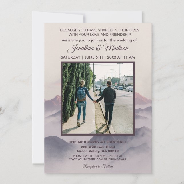 Mountain Wedding Invite Digital Download Available (Front)