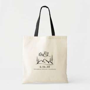 Mountain Wedding Monogram - Custom Design Tote Bag