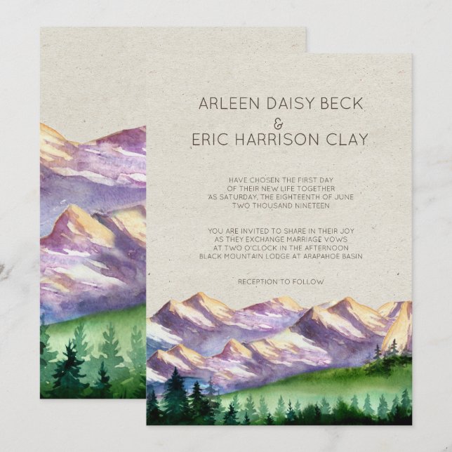 Mountain Wedding/Party Invitation (Front/Back)