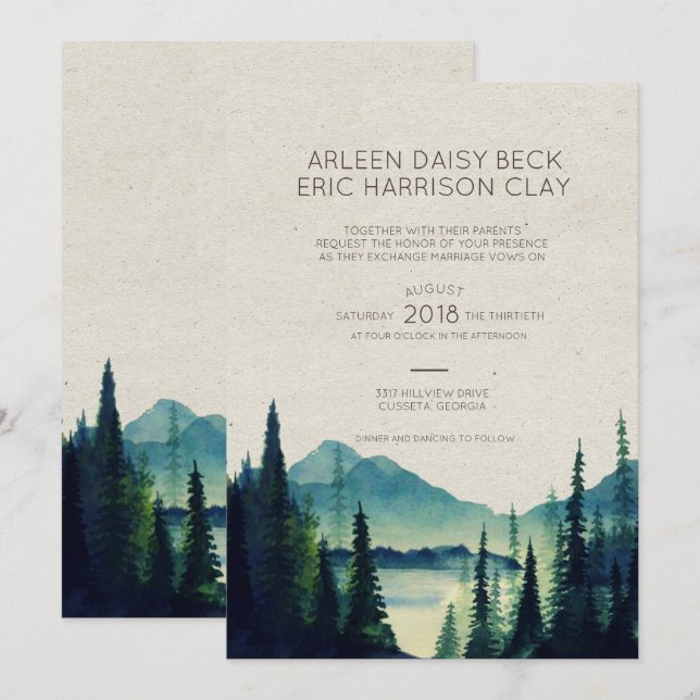 Mountain Wedding/Party Invitation (Front/Back)