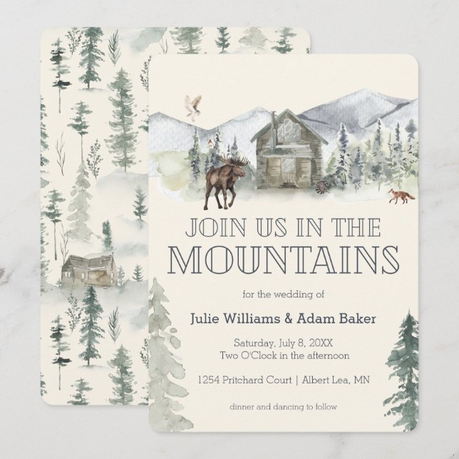 Mountain Wedding/Party Invitation (Front/Back)