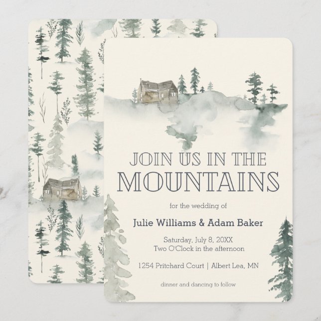 Mountain Wedding/Party Invitation (Front/Back)