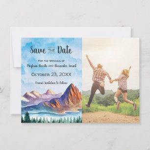 Mountain Wedding Save the Date with photo