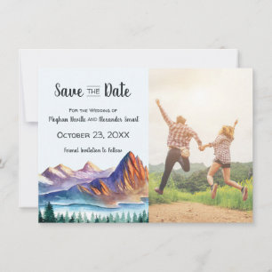 Mountain Wedding Save the Date with photo