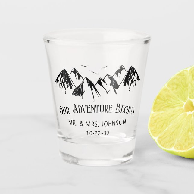 Mountain Wedding Shot Glass (Front)
