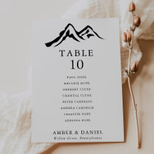 Mountain Wedding Table 10 Seating Chart card