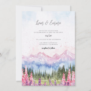 Mountain Wedding Watercolor Invitation