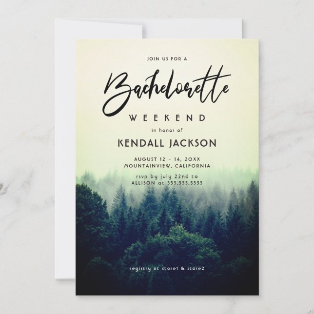 Mountain Weekend Bachelorette Invitation (Front)