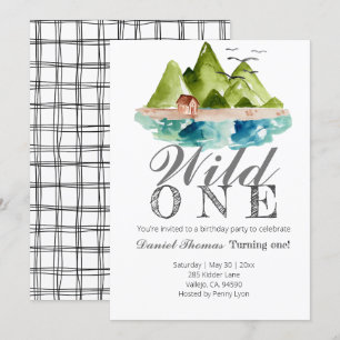 Mountain wild one 1st birthday party invite