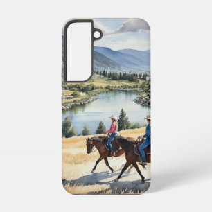 Mountain Wilderness Lake Horses Riding Samsung Galaxy Case