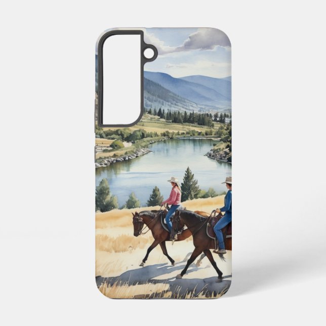 Mountain Wilderness Lake Horses Riding Samsung Galaxy S22 Case (Back)