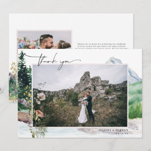 Mountain Wildflower Boho   Wedding Photo Thank You Card