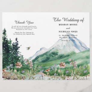 Mountain Wildflower   Folded Wedding Program