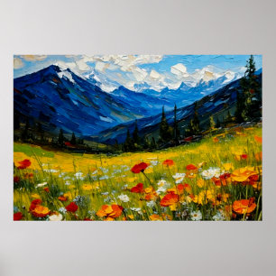 Mountain Wildflower Landscape - Poster