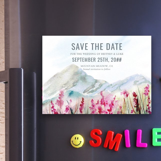 Mountain Wildflower Meadow Wedding Save the Date Magnetic Invitation (Magnetic Save the Date from Mountain Meadow wedding collection by Darling  & May)