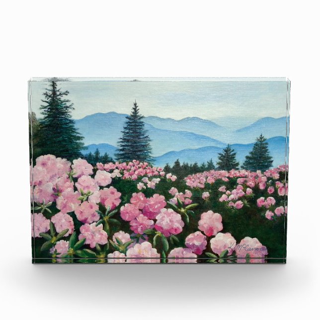 Mountain Wildflower Oil Painting Landscape Print Photo Block (Front)