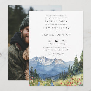Mountain Wildflower Photo Wedding Evening Party Invitation