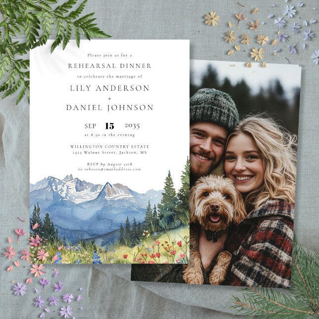 Mountain Wildflower Photo Wedding Rehearsal Dinner Invitation (Mountain Wildflower Photo Wedding Rehearsal Dinner Invitation)
