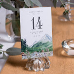 Mountain Wildflower | Table Number Card<br><div class="desc">This wedding table card features boho watercolor mountains and colourful wildflowers with a simple and minimalistic design. This is the perfect table number card for a spring or fall mountain wedding celebration. This mellow mountain palette with evergreen, and dusty blue definitely feels both elegant and rustic. It’s as boho vintage...</div>