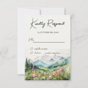 Mountain & Wildflower Waterpaint RSVP Card