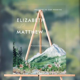 Mountain Wildflower   Wedding Welcome Acrylic Sign