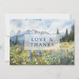 Mountain Wildflowers Floral Meadow Wedding Photo Thank You Card