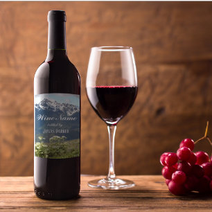 Mountain Wildflowers Photo Personalised Wine Label