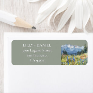 Mountain Wildflowers Sage Green Return Address
