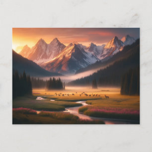 Mountain Wildlife at Daybreak Postcard