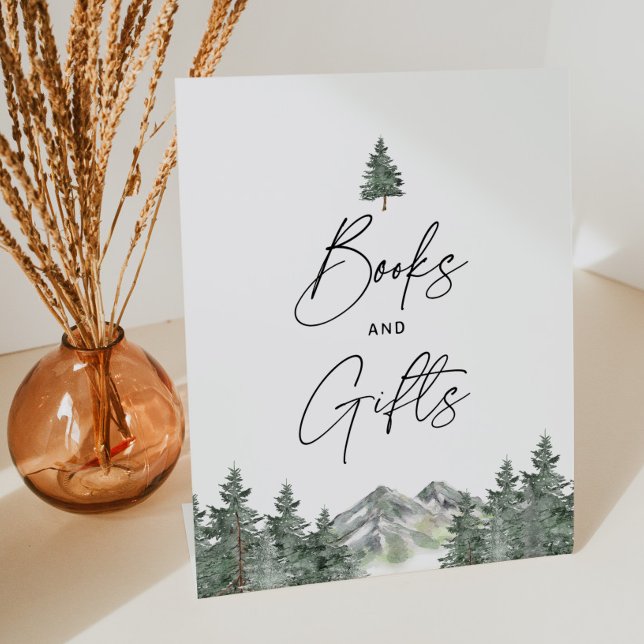 Mountain Winter Baby Shower Books and Gifts Pedestal Sign (Creator Uploaded)