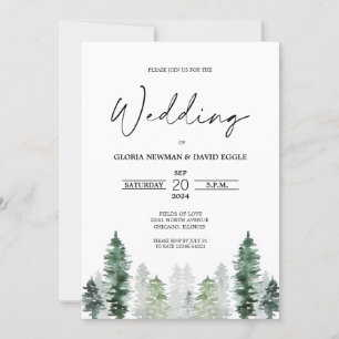 Mountain Winter Elegant Wedding Invitation