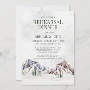 Mountain Winter Forest Rustic Rehearsal Dinner Invitation
