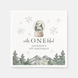 Mountain Winter Onederland 1st Birthday Party Napkin