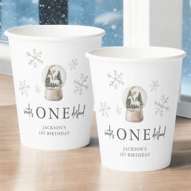 Mountain Winter Onederland 1st Birthday Party Paper Cups (Creator Uploaded)