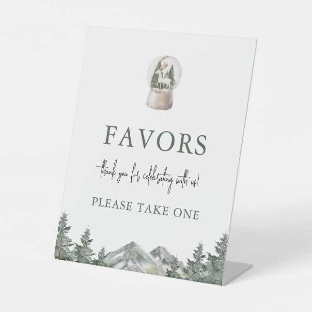 Mountain Winter Onederland Birthday Favour Sign (Front)