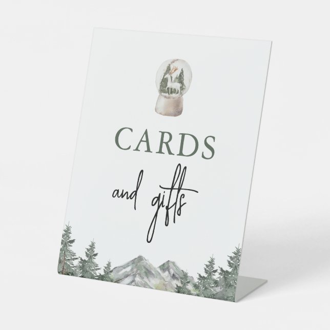 Mountain Winter Onederland Cards and Gifts Sign (Front)