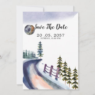Mountain Winter Pine Tree Wedding Invitation Card 