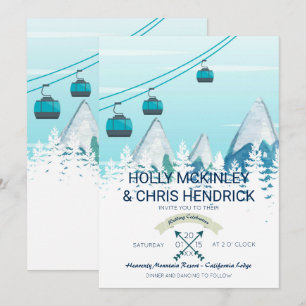 Mountain Winter Skiing Wedding Invitation