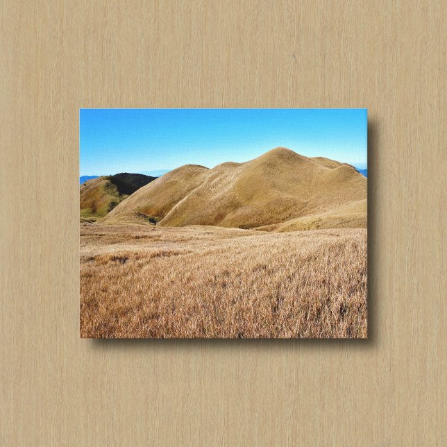 Mountain With Brown Grass and Blue Sky Canvas Print (Creator Uploaded)